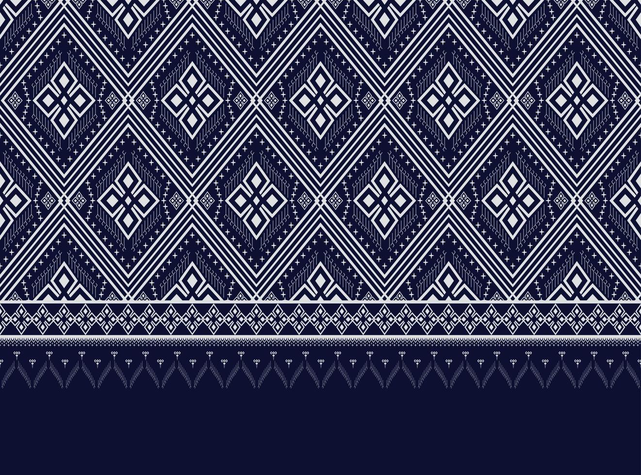 patrón étnico geométrico azul oscuro para fondo o papel pintado y ropa, falda, alfombra, papel pintado, ropa, envoltura, batik, tela, ropa, con vector de triángulo azul oscuro, ilustración