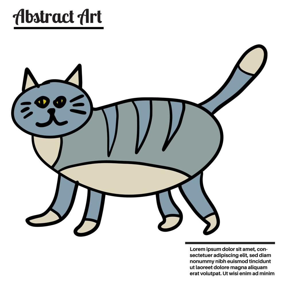 lindo gato de dibujos animados garabato caminando aislado sobre fondo blanco. vector