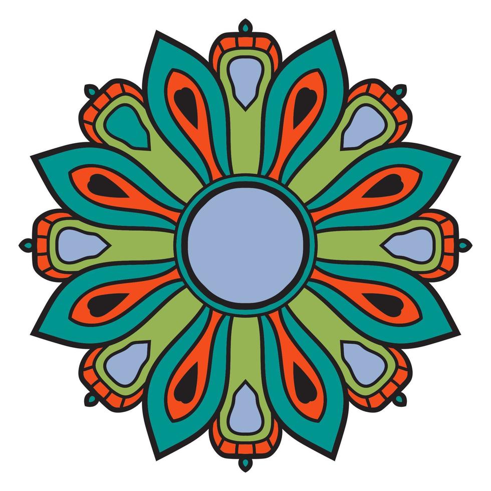 lindo marco de mandala. flor de garabato redonda ornamental aislada sobre fondo blanco. ornamento decorativo geométrico en estilo étnico oriental. vector