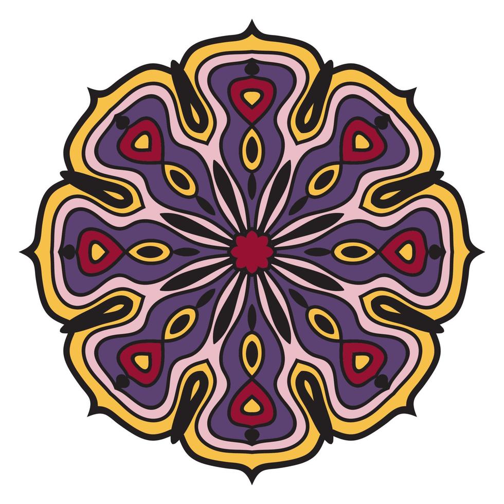 lindo mandala. flor ornamental redonda del doodle aislada en el fondo blanco. ornamento decorativo geométrico en estilo étnico oriental. vector