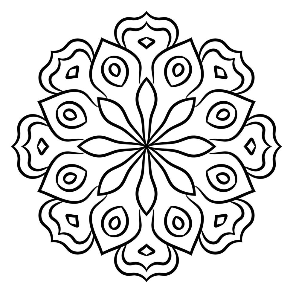 Cute Mandala. Ornamental round doodle flower isolated on white background. Geometric decorative ornament in ethnic oriental style. vector