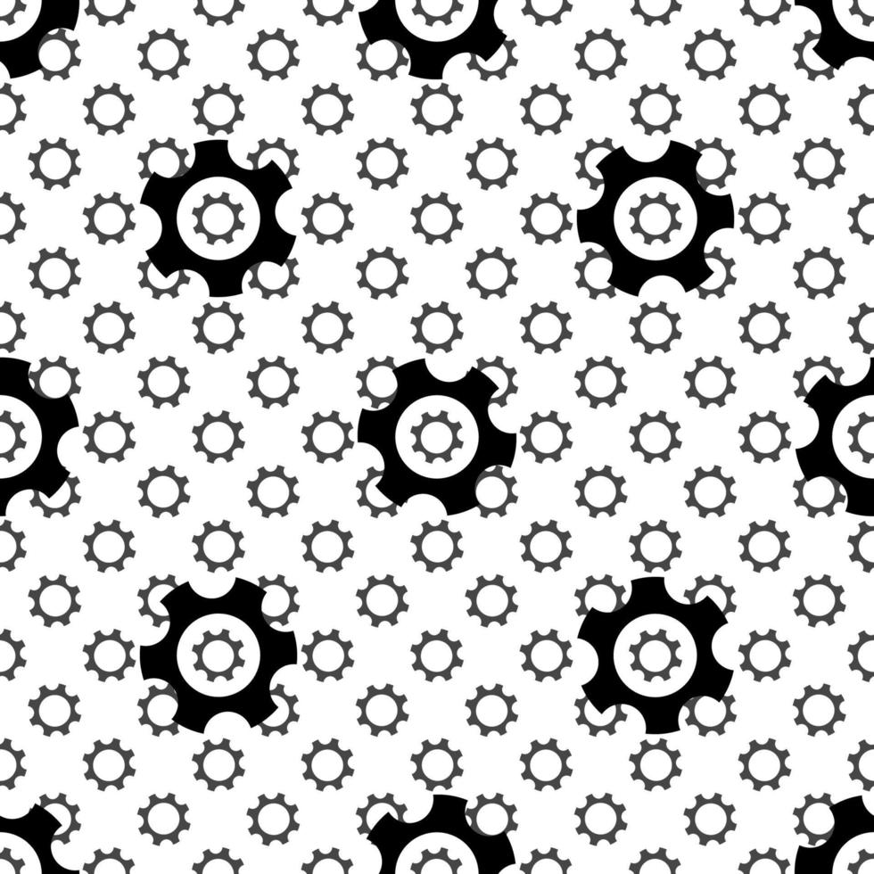 Seamless geometric pattern with gears. Black and white. vector