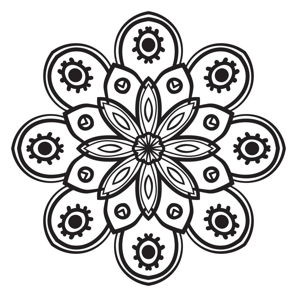 lindo mandala. flor ornamental redonda del doodle aislada en el fondo blanco. ornamento decorativo geométrico en estilo étnico oriental. vector