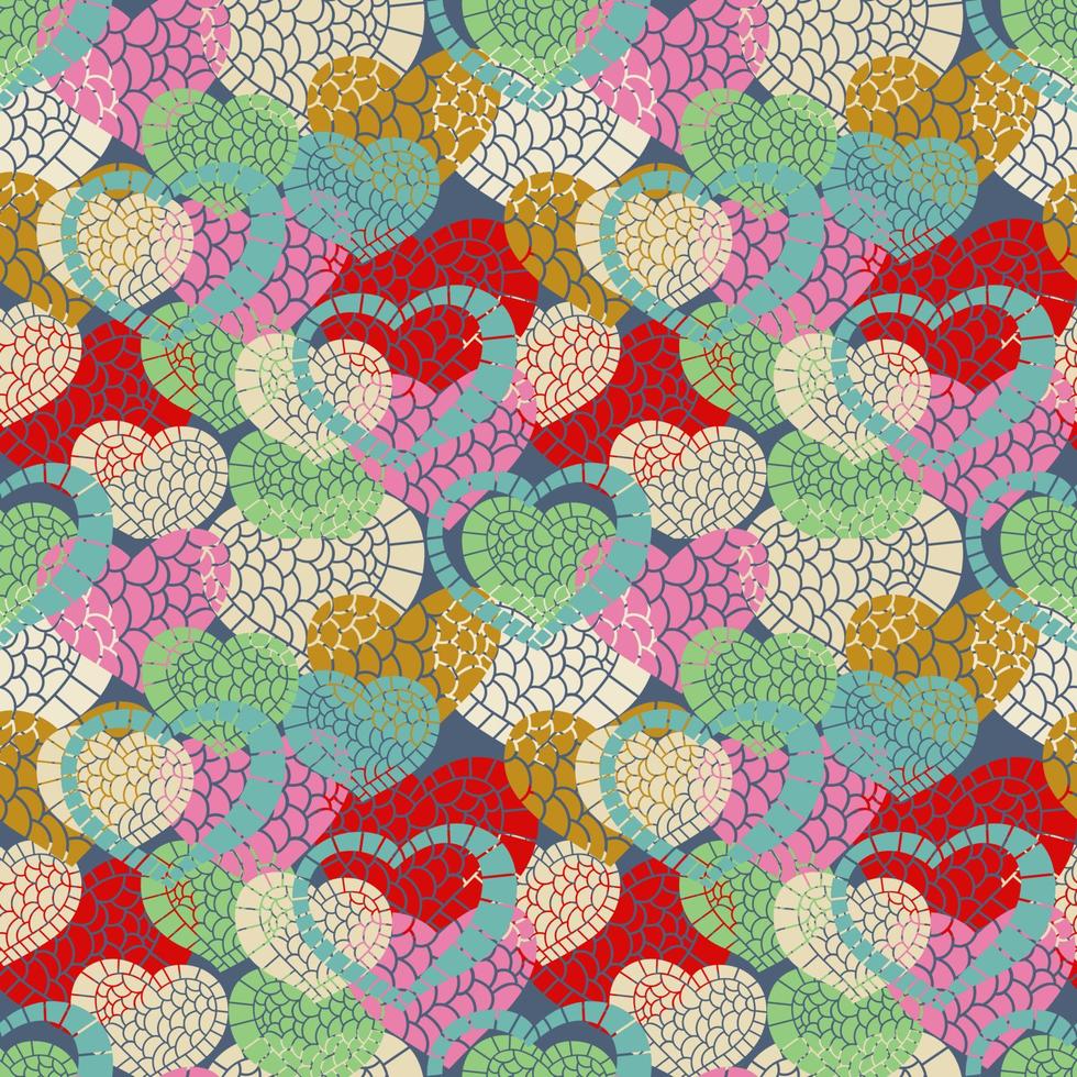 Doodle heart abstract colorful seamless pattern. Hand drawn romantic background. vector