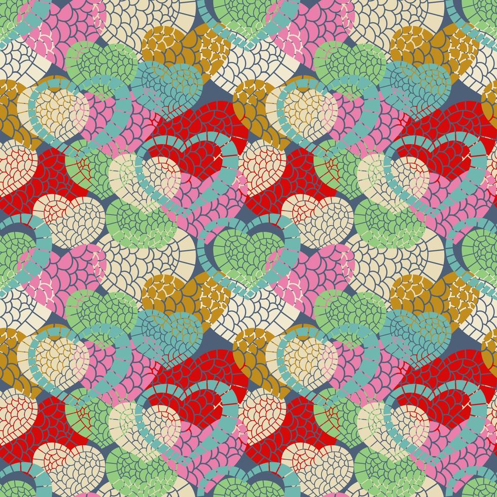 Doodle heart abstract colorful seamless pattern. Hand drawn romantic background. vector