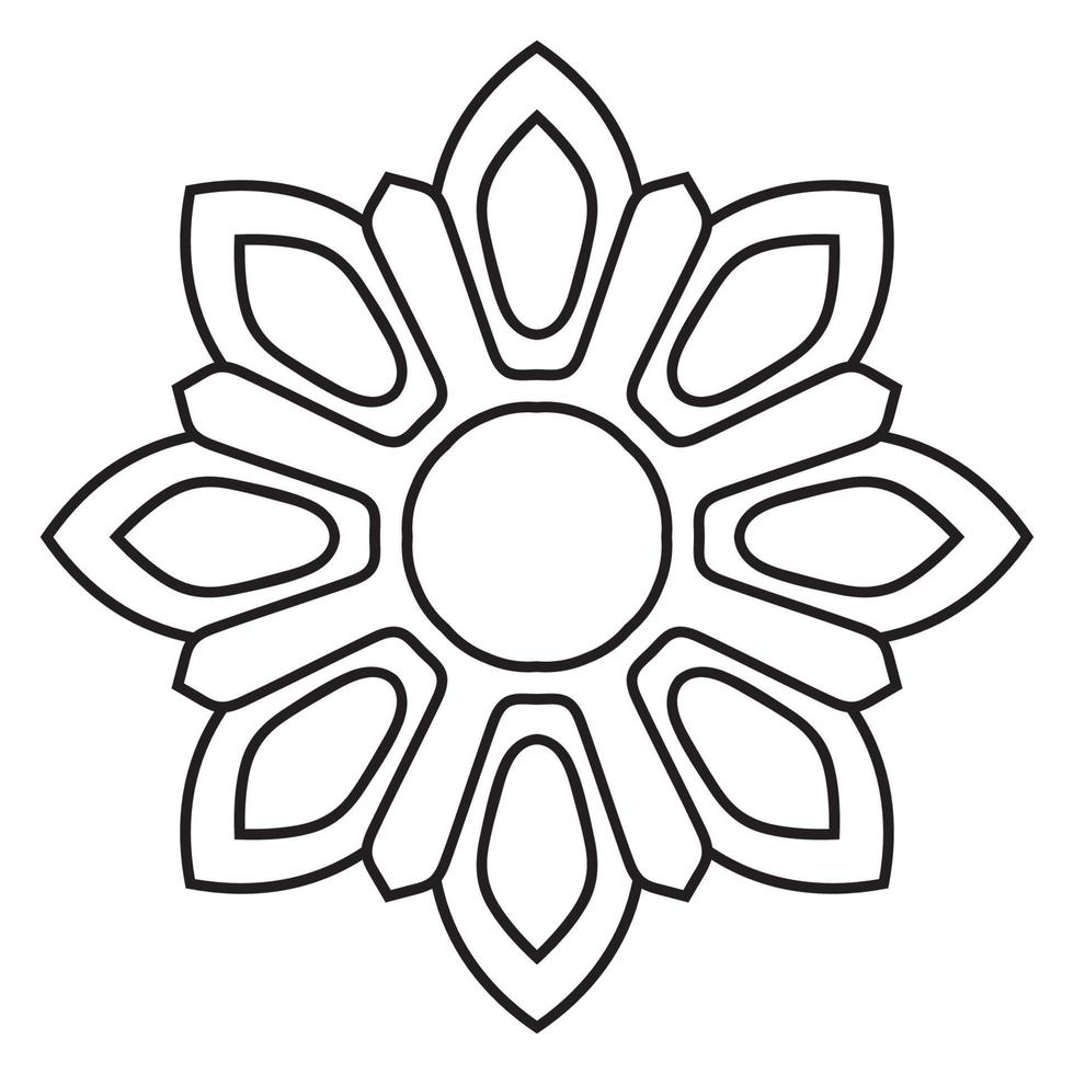 lindo marco de mandala. flor de garabato redonda ornamental aislada sobre fondo blanco. ornamento decorativo geométrico en estilo étnico oriental. vector