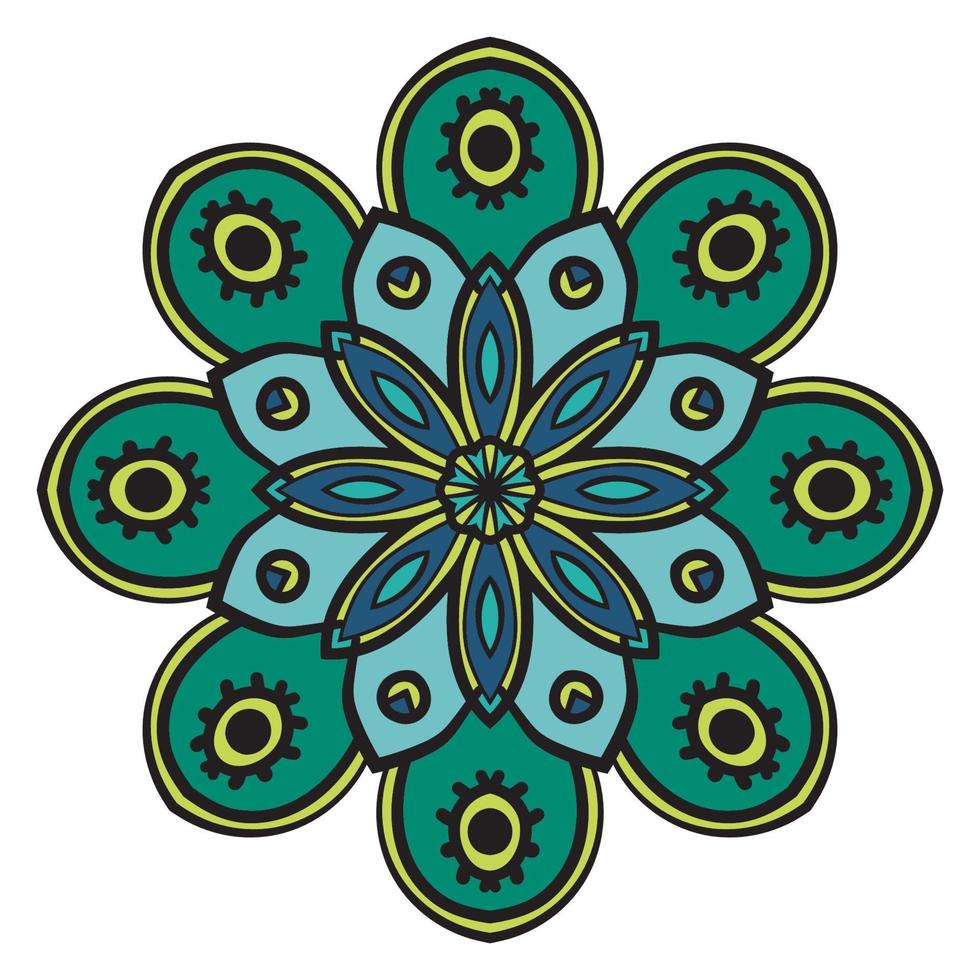 lindo mandala. flor ornamental redonda del doodle aislada en el fondo blanco. ornamento decorativo geométrico en estilo étnico oriental. vector