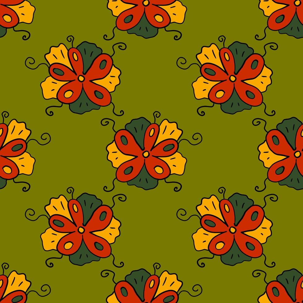 fantasía colorida abstracta garabato flor de patrones sin fisuras. fondo floral. vector