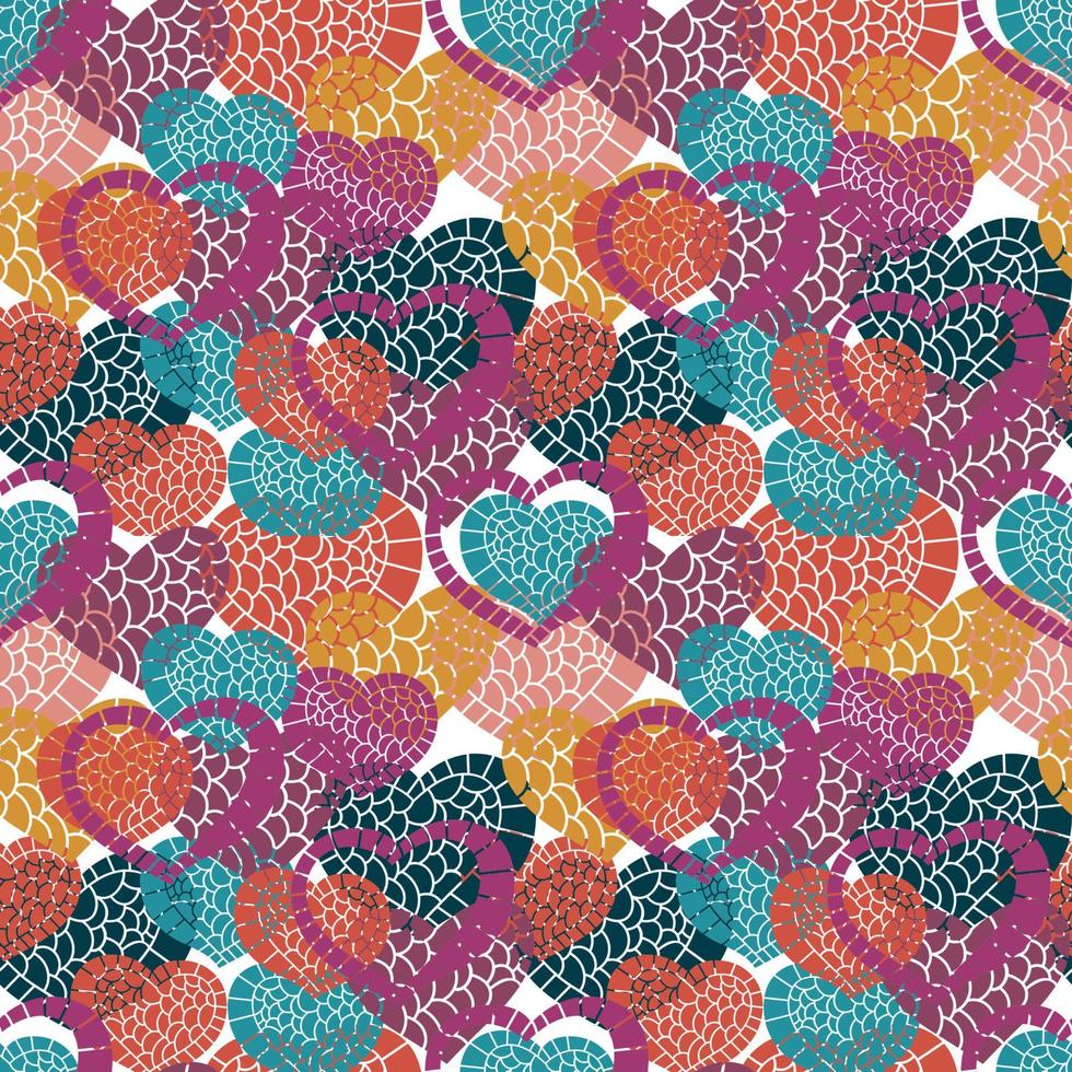 garabato, corazón, extracto, colorido, seamless, pattern. fondo romántico dibujado a mano. vector