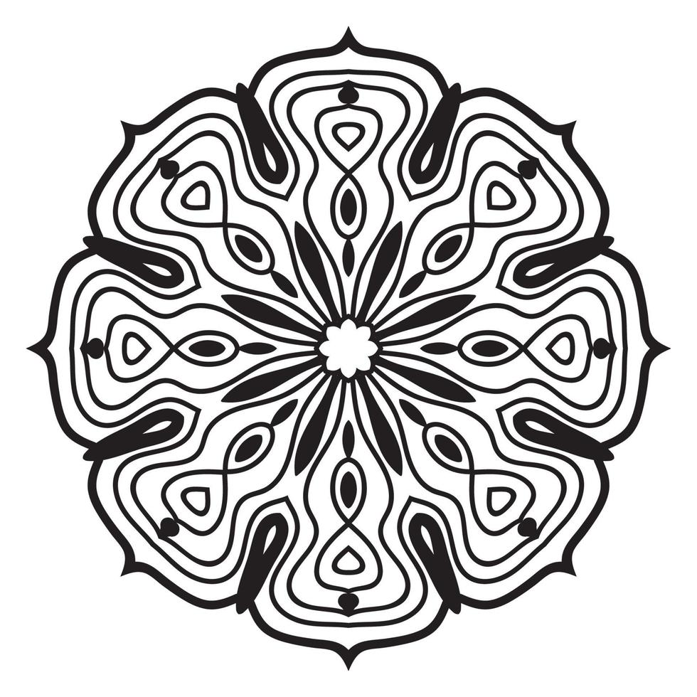 lindo mandala. flor ornamental redonda del doodle aislada en el fondo blanco. ornamento decorativo geométrico en estilo étnico oriental. vector