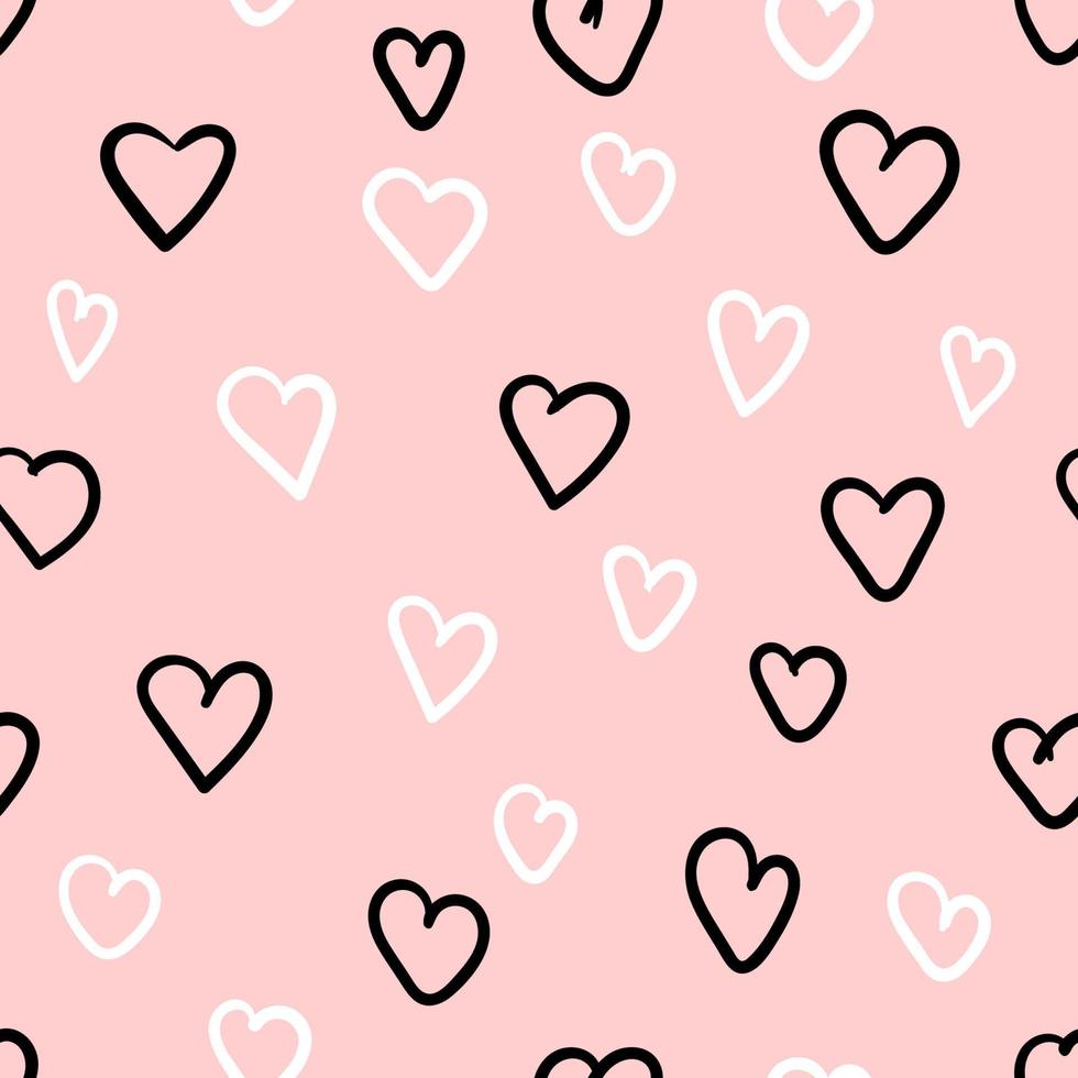 garabato corazón abstracto pastel de patrones sin fisuras. fondo romántico rosa. vector