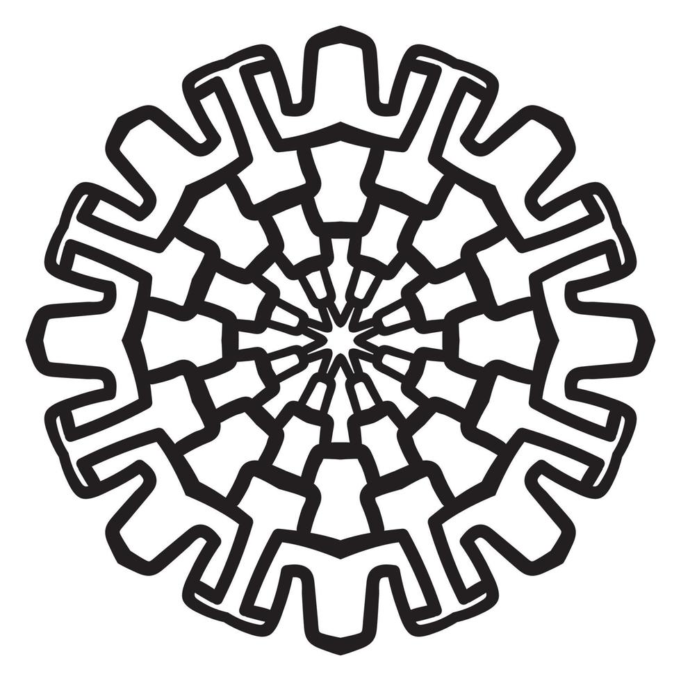 lindo mandala. flor ornamental redonda del doodle aislada en el fondo blanco. ornamento decorativo geométrico en estilo étnico oriental. vector