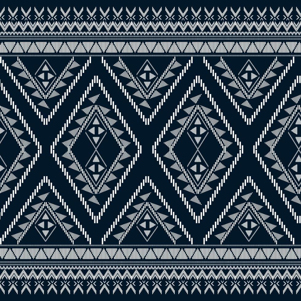 patrón étnico geométrico azul oscuro para fondo o papel pintado y ropa, falda, alfombra, papel pintado, ropa, envoltura, batik, tela, ropa, con vector de triángulo azul oscuro, ilustración