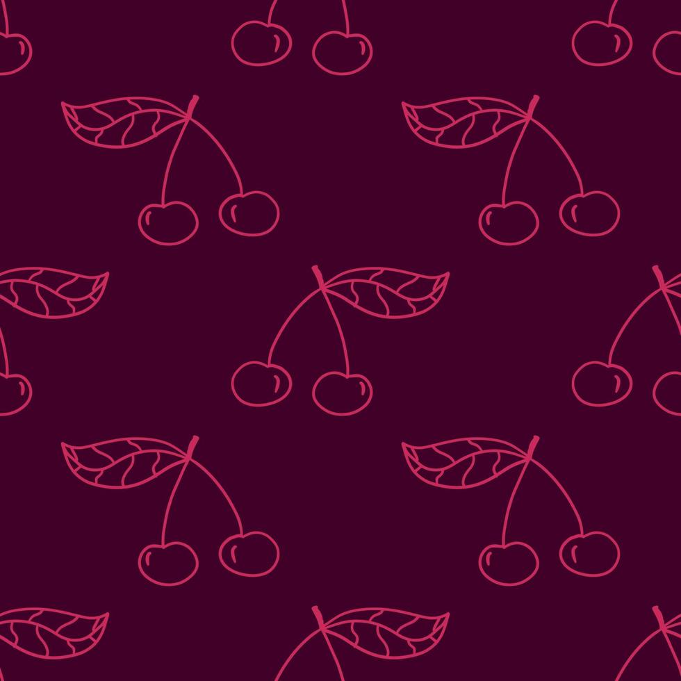 Cartoon cherry seamless pattern.  Fruit background. Wrapping paper, textile, cover, infinity card. vector