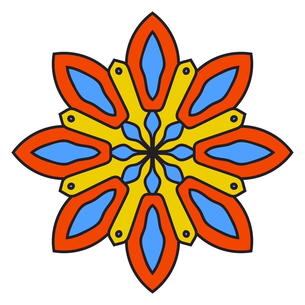 lindo mandala. flor ornamental redonda del doodle aislada en el fondo blanco. ornamento decorativo geométrico en estilo étnico oriental. vector