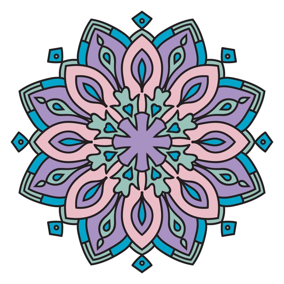 lindo mandala. flor ornamental redonda del doodle aislada en el fondo blanco. ornamento decorativo geométrico en estilo étnico oriental. vector