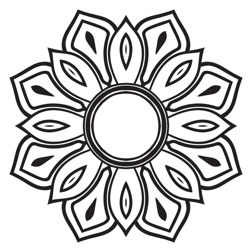 lindo marco de mandala. flor de garabato redonda ornamental aislada sobre fondo blanco. ornamento decorativo geométrico en estilo étnico oriental. vector