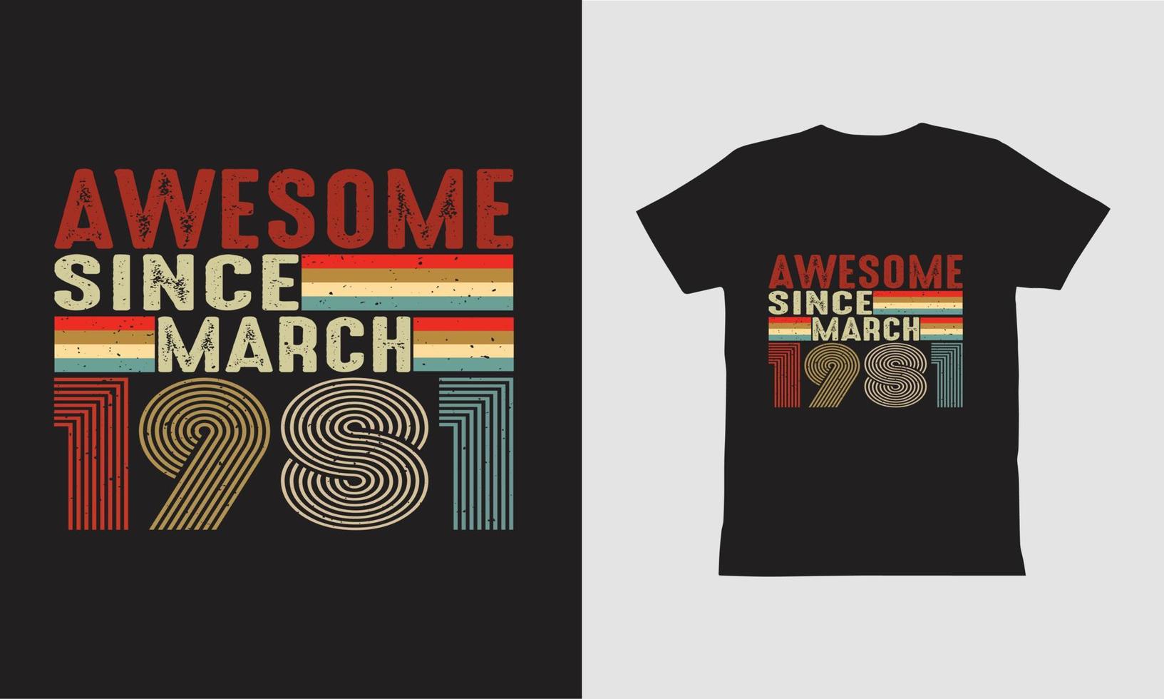 Awesome Since March 1981 T shirt Design. vector