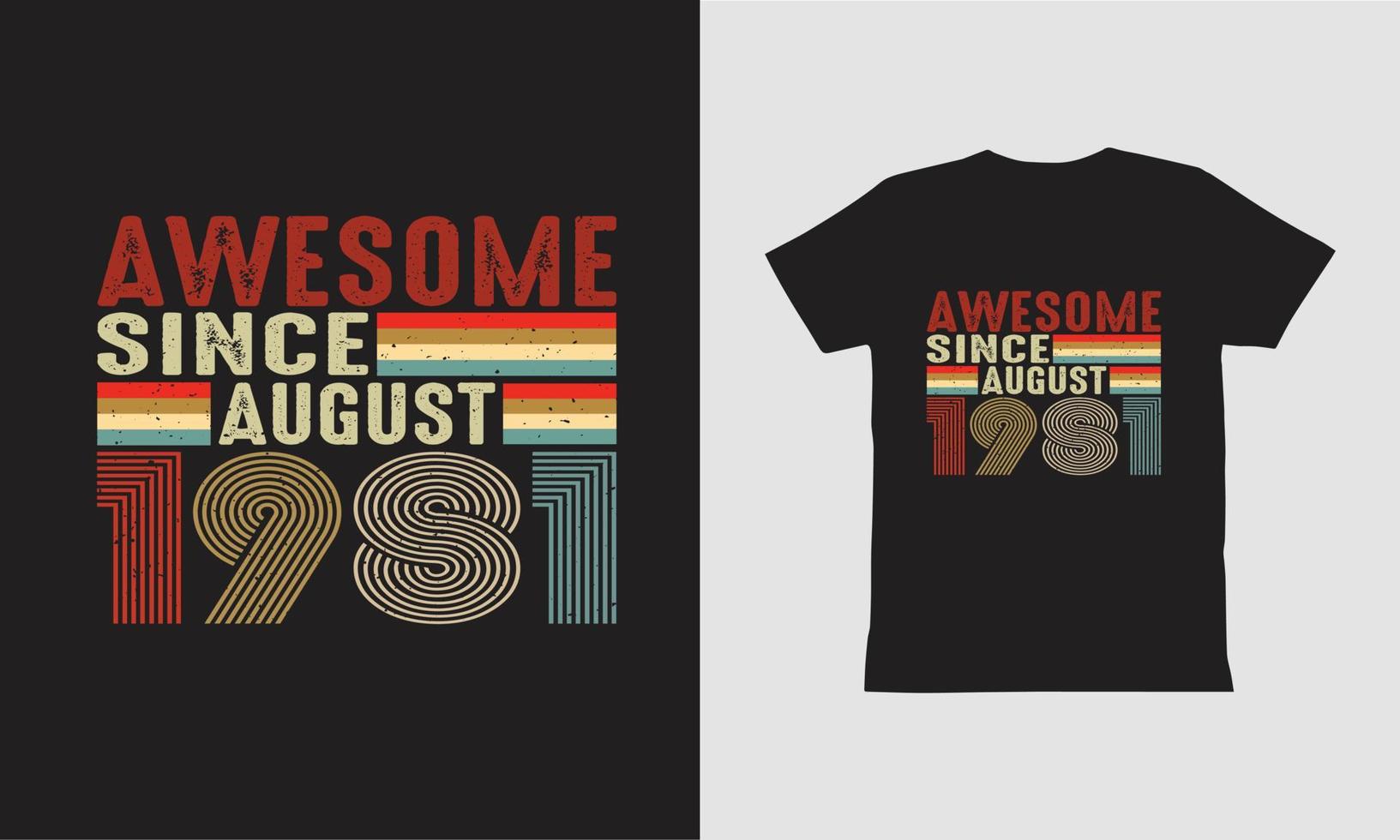 Awesome Since August 1981 T shirt Design. vector