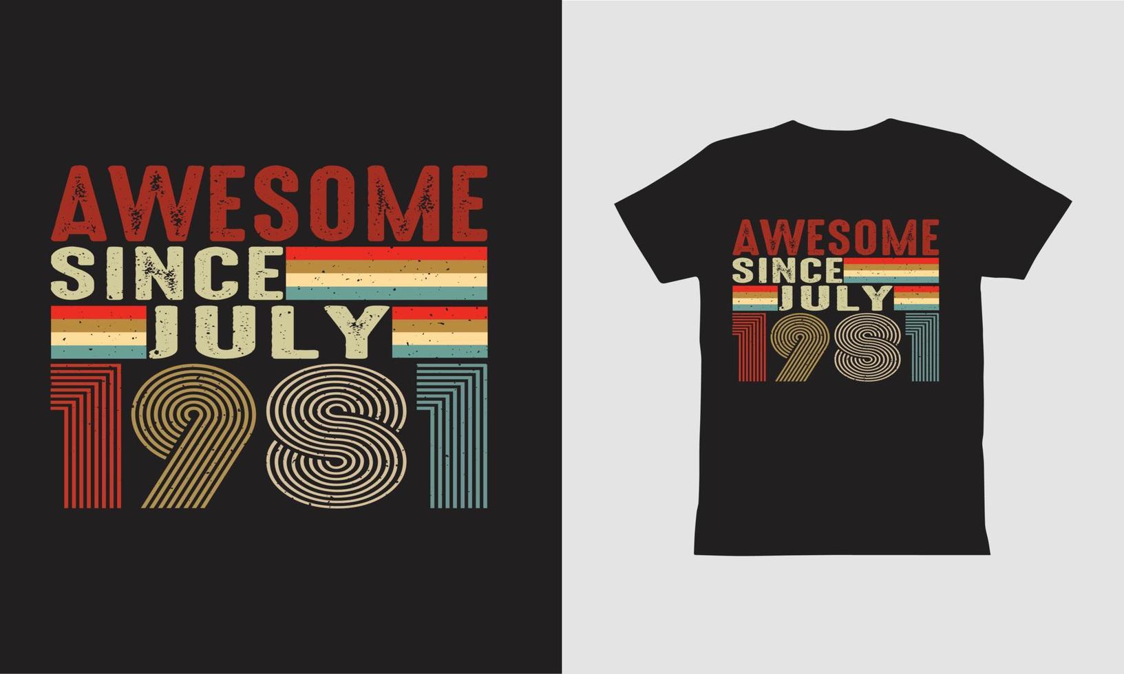 Awesome Since July 1981 T shirt Design. vector