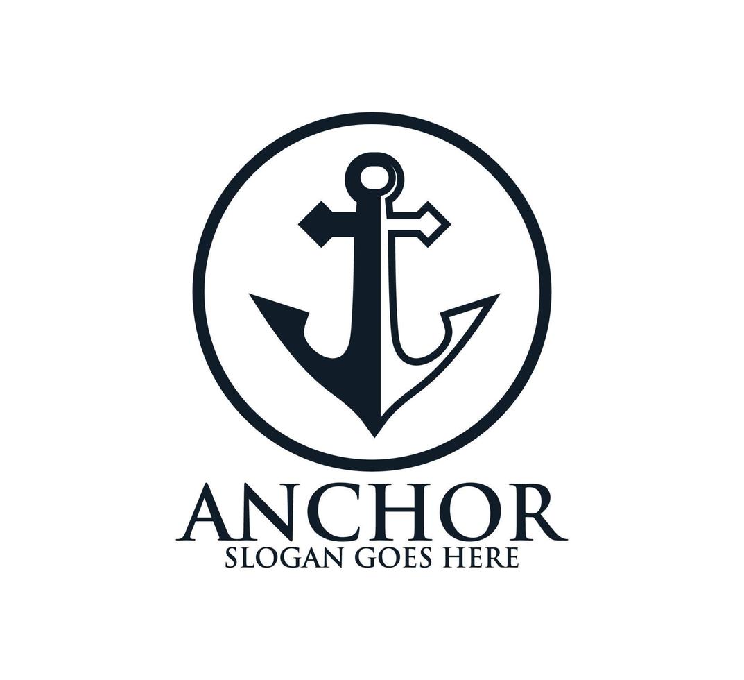 Nautical anchor icon vector logo design template