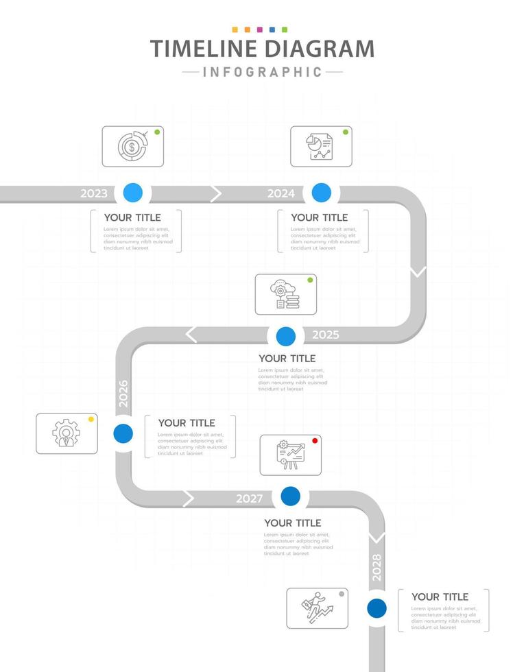 Infographic template for business. 6 Steps Modern Timeline diagram with road journey concept, presentation vector infographic.