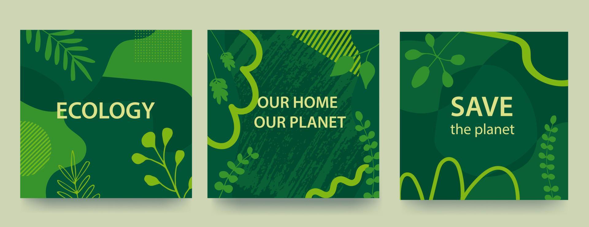 Environment Day background with green background, liquid shapes and plants. Eco concept. Save the Earth. Vector