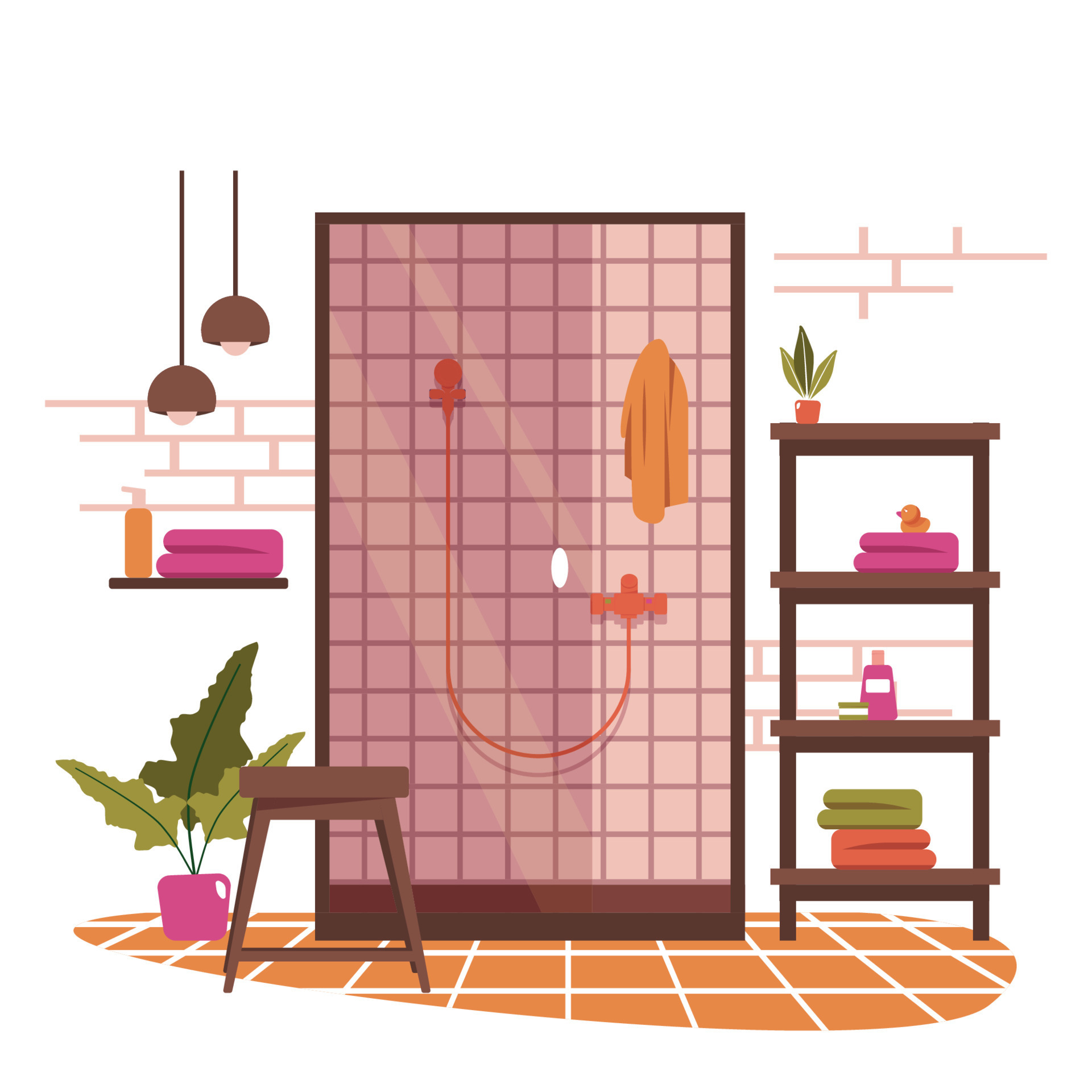 Clean Bathroom Decoration Shower House Interior Flat Design 7822263