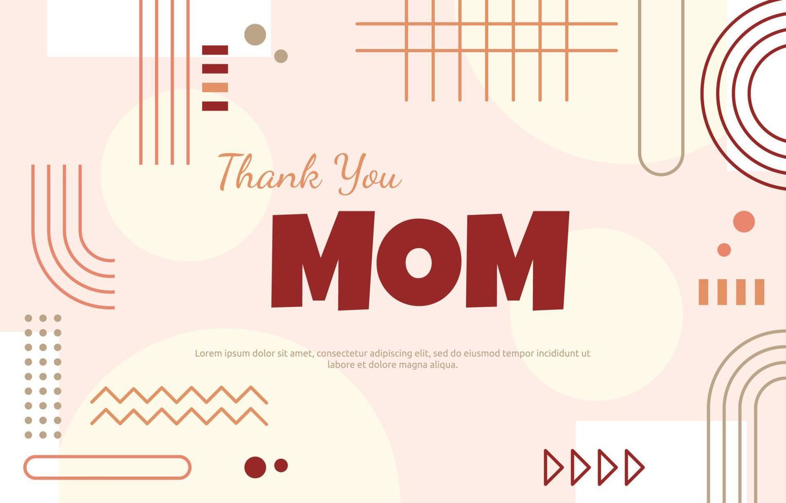 Thanks Mom Mother Day Gift Card Memphis Abstract Style vector