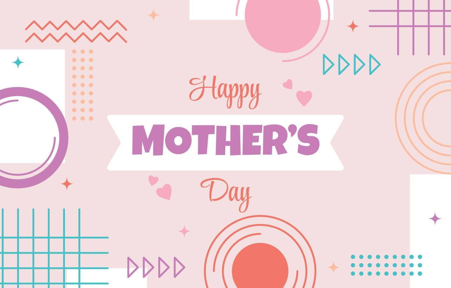 Happy Mother Day Family Gift Card Memphis Abstract Style vector