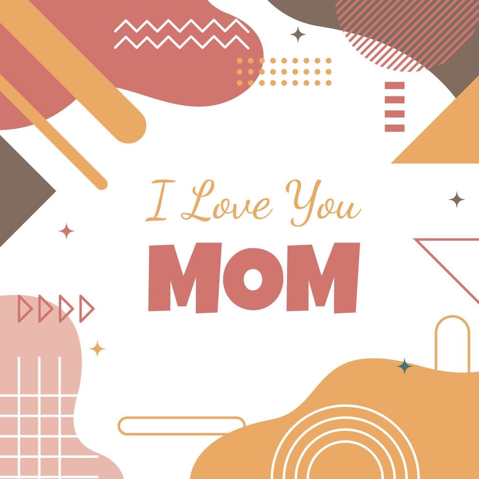 Love Mom Mother Day Square Gift Card Memphis Style vector