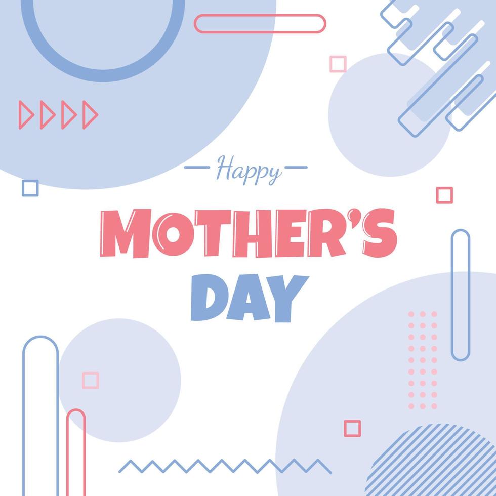 Happy Mother Day Family Square Gift Card Memphis Abstract Style vector