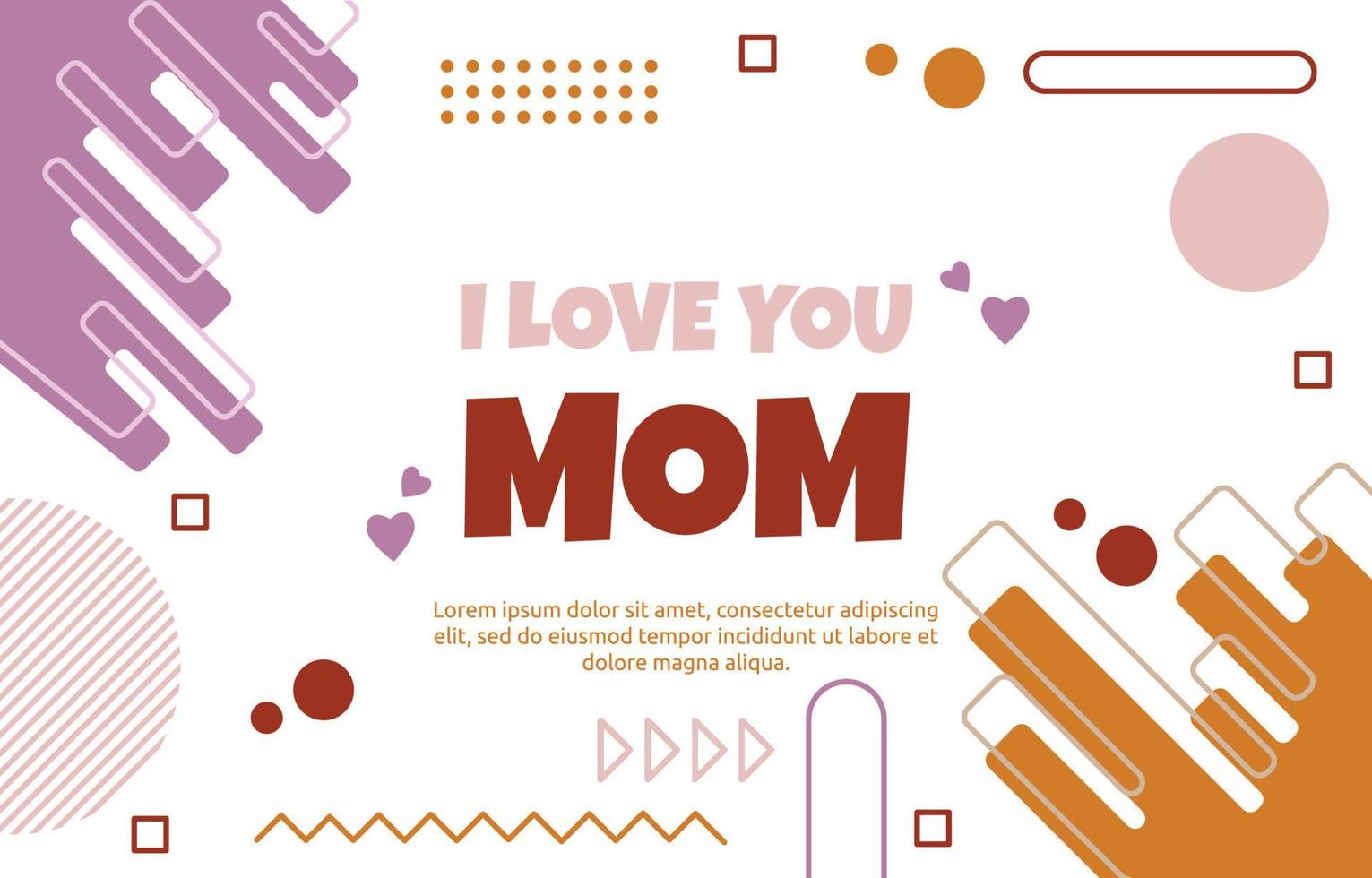 Love Mom Mother Day Gift Card Memphis Abstract Style vector