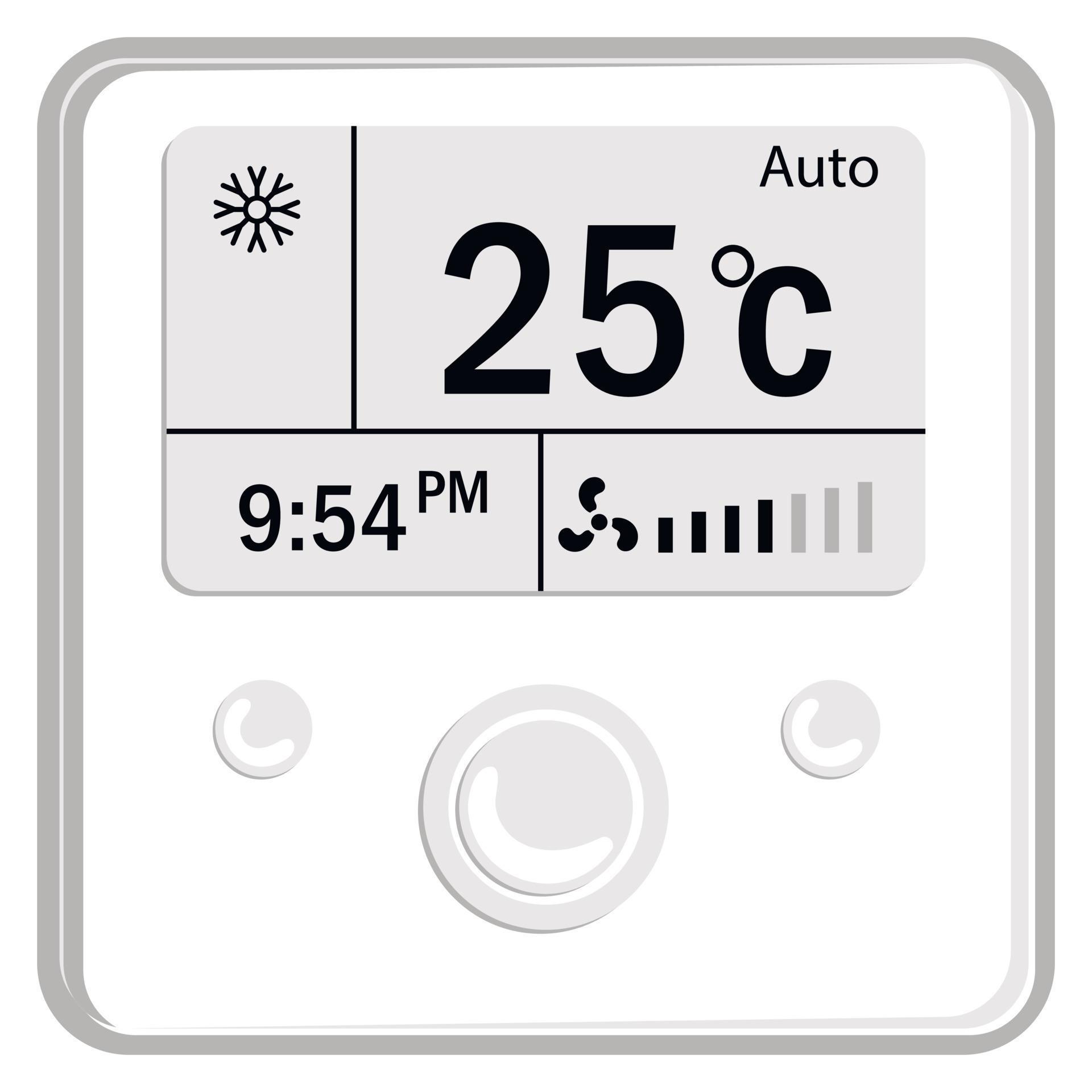 wallmounted air conditioner control panel with screen and indicators