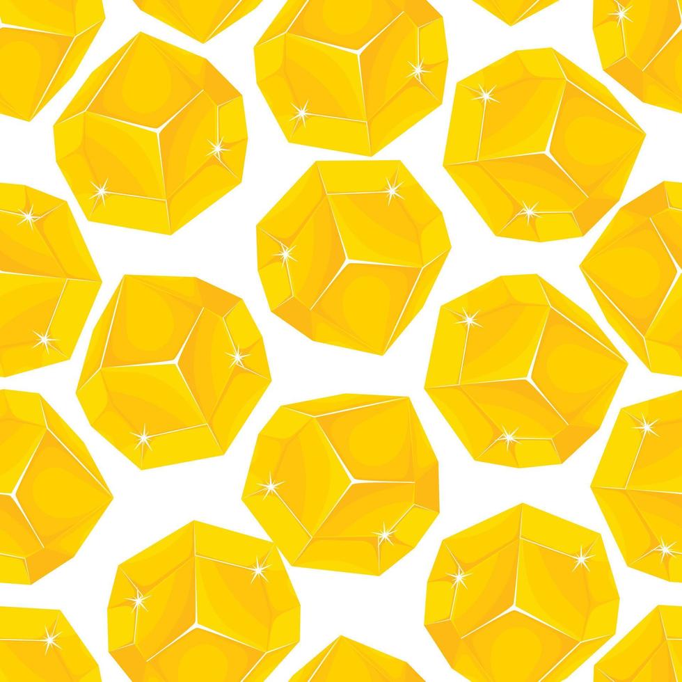 Seamless pattern with yellow magic crystals in a simple minimalistic flat style on a white background vector