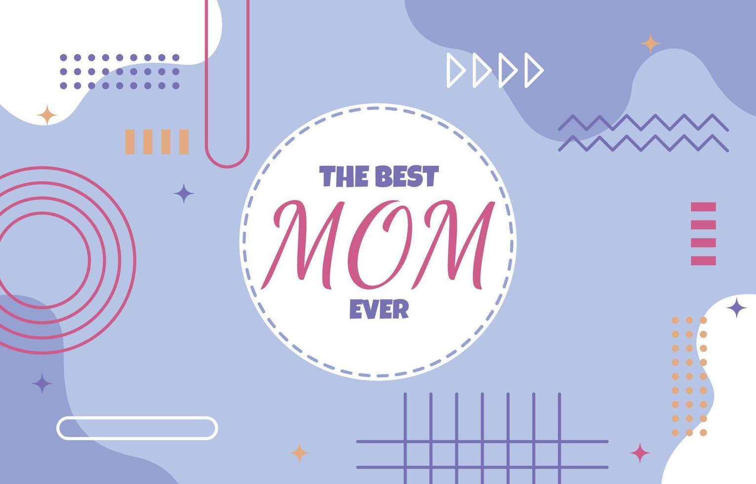 Best Mom Mother Day Gift Card Memphis Abstract Style vector