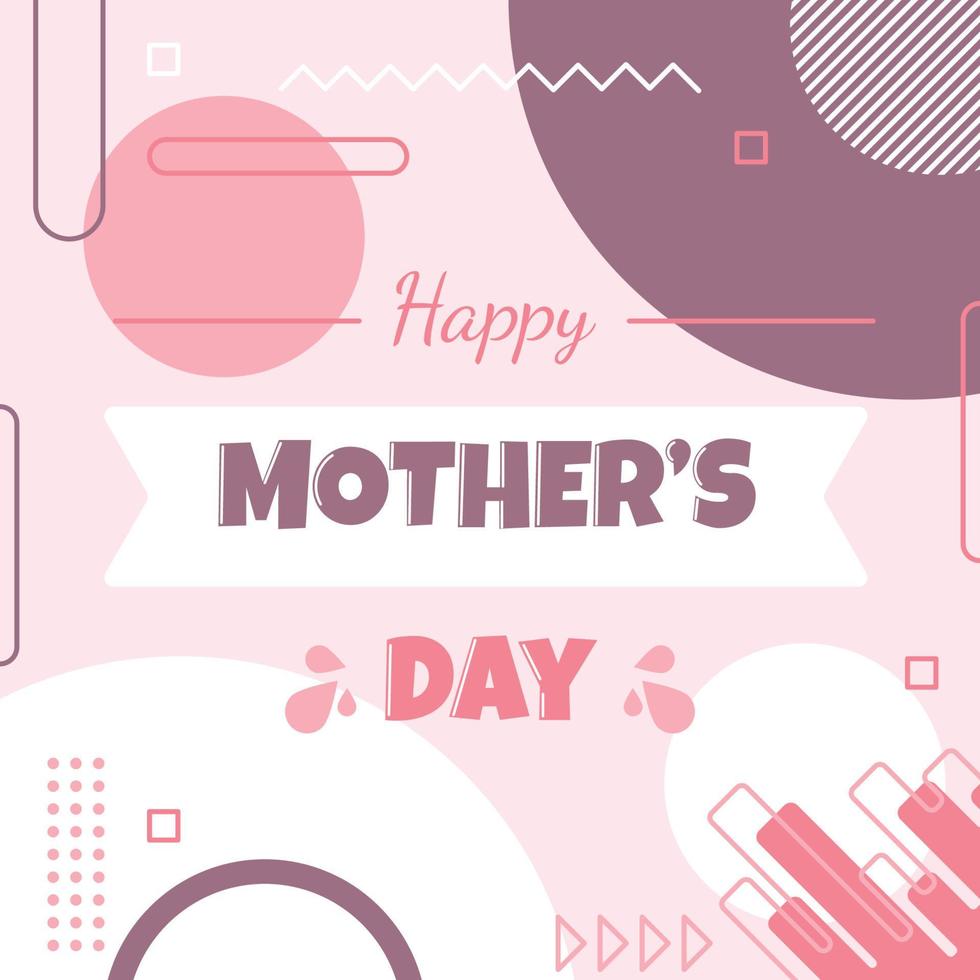 Happy Mother Day Family Square Gift Card Memphis Abstract Style vector