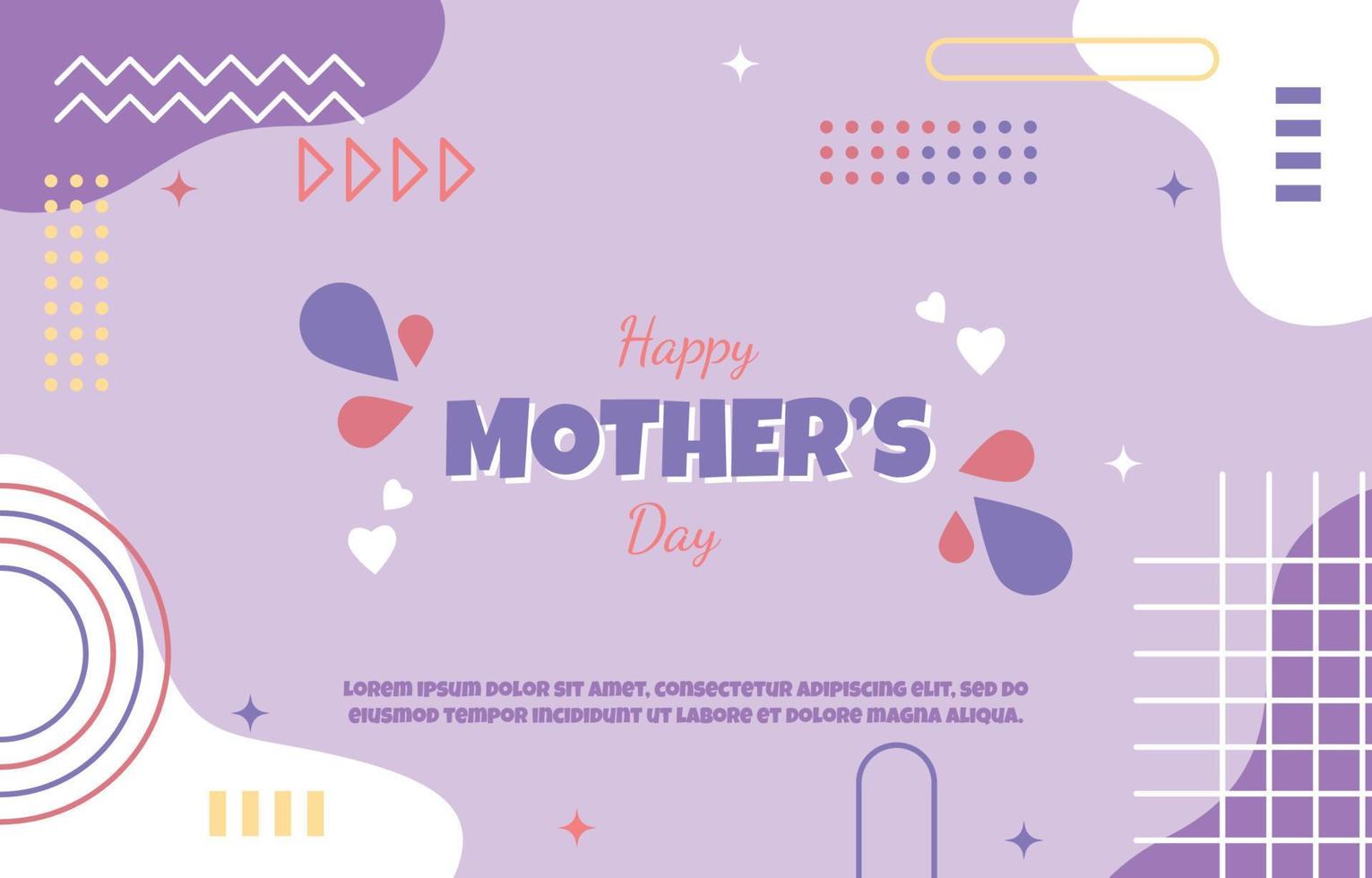 Happy Mother Day Family Gift Card Memphis Abstract Style vector