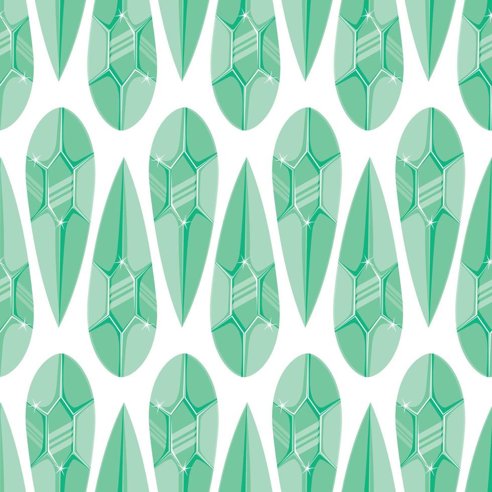 Seamless pattern with light green magic crystals in a simple minimalistic flat style on a white background vector