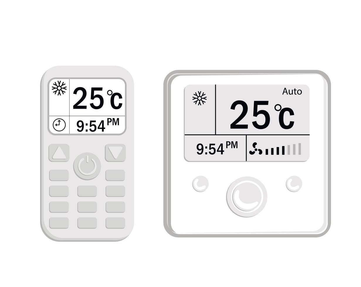 remote control from the air conditioner with a screen and indicators vector