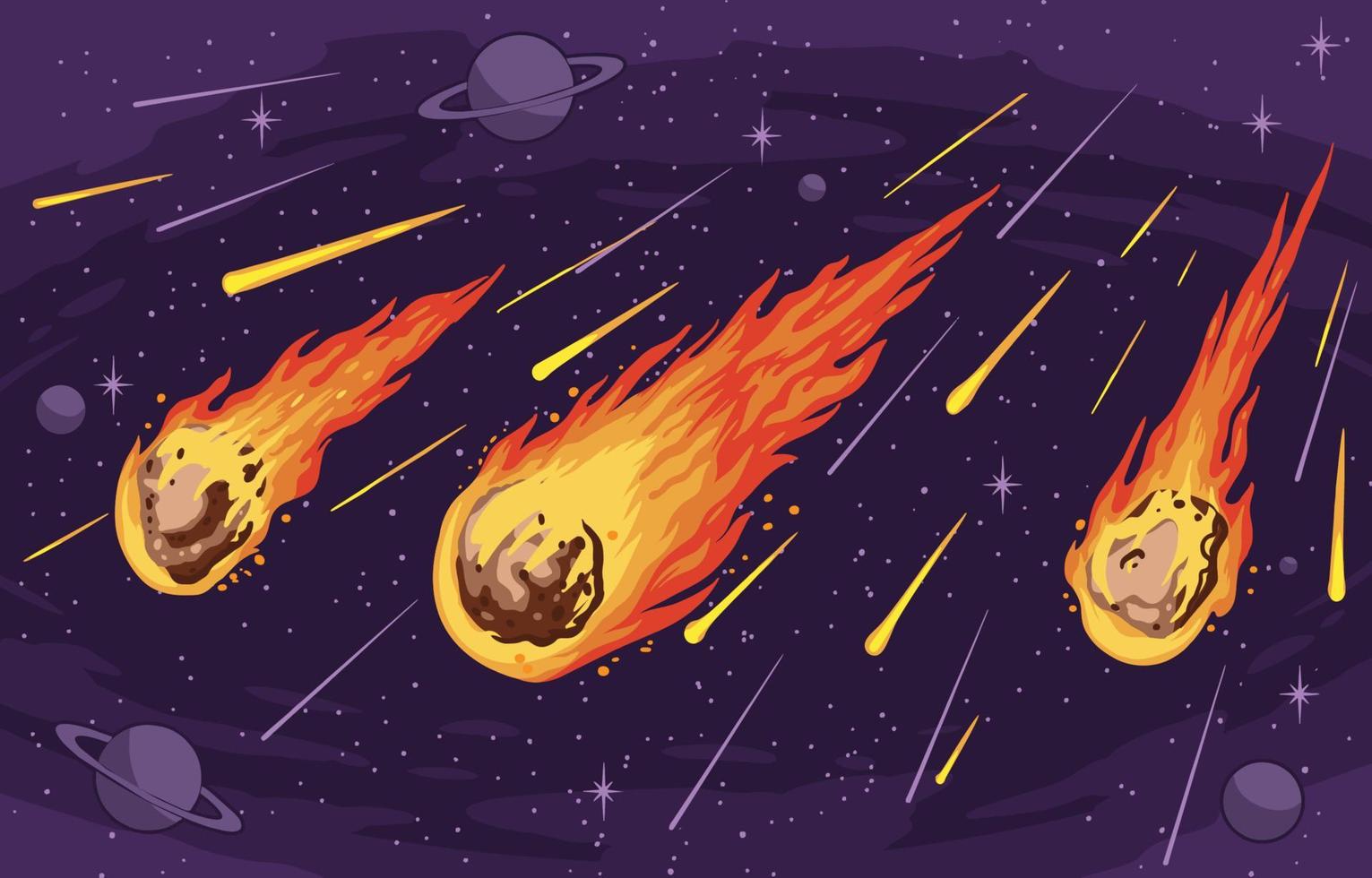 Meteor Shower Background with Planets in Space vector