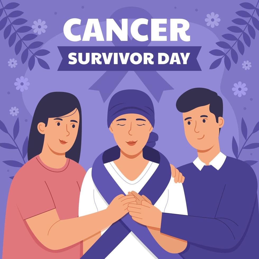 apoyo familiar para el día del sobreviviente de cáncer vector