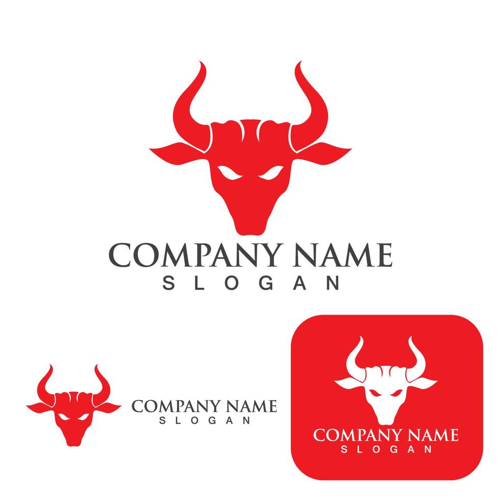 Bull head horn red logo animal vector