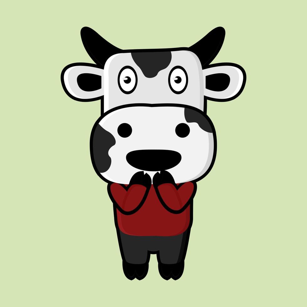 linda mascota de vaca con expresión wow de vector de ilustración