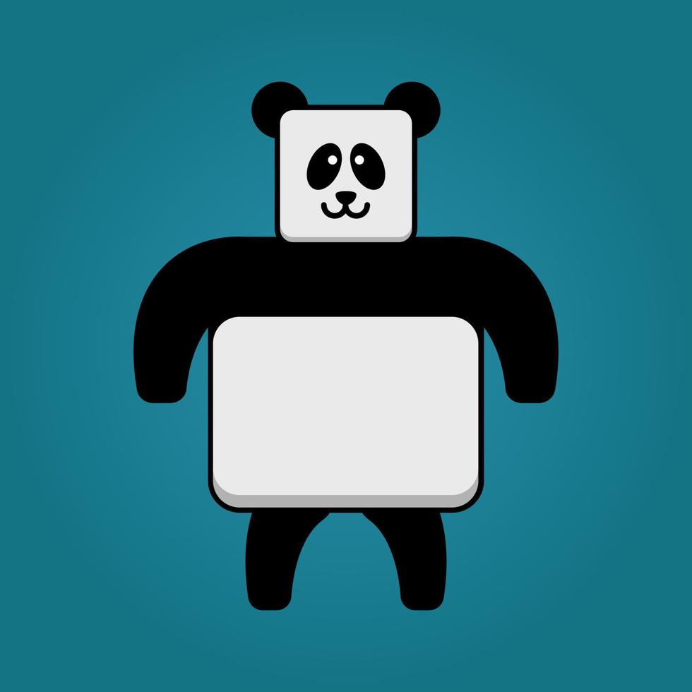 Cute retangle panda mascot of illustration vector