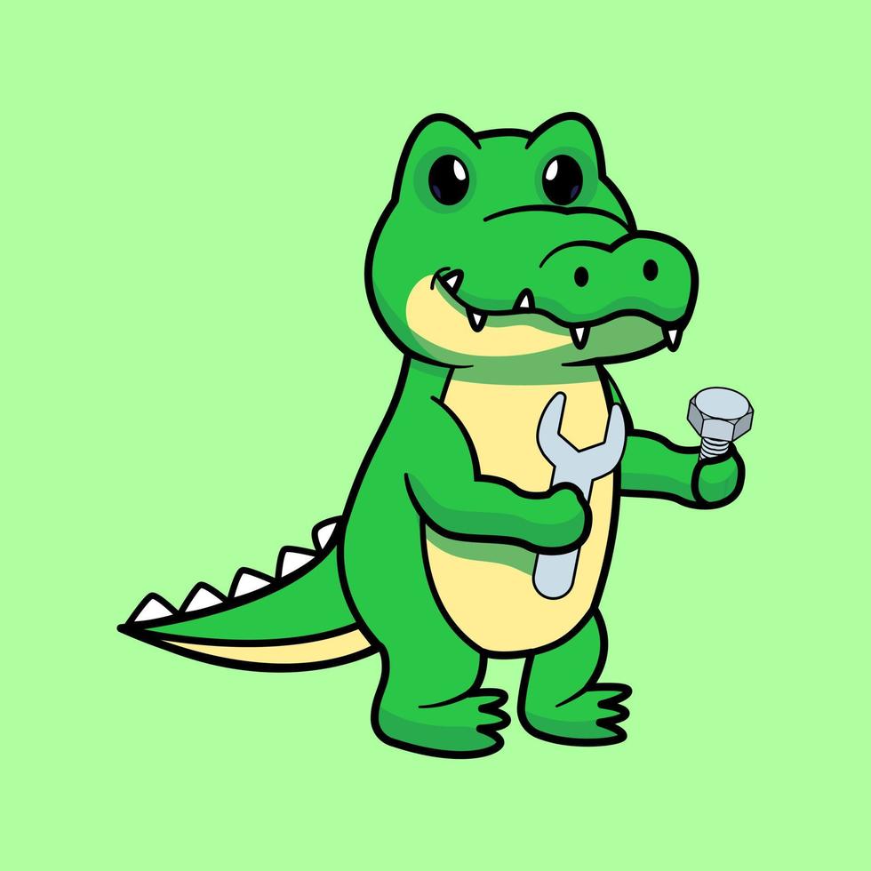 Cute crocodile mascot as workshop worker of illustration vector