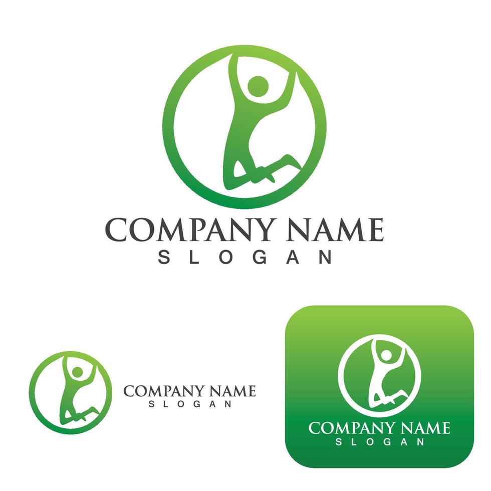 Healthy Life people jump Logo template vector icon