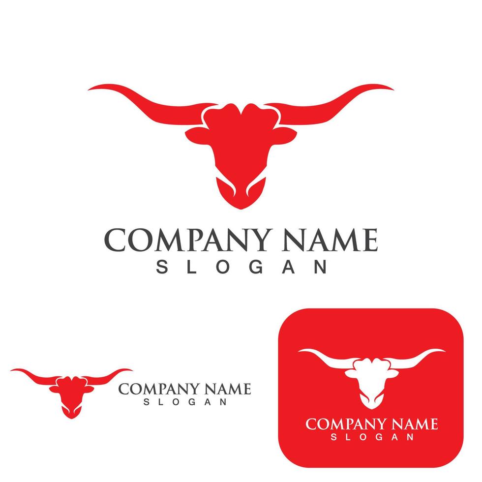 Bull head horn red logo animal vector