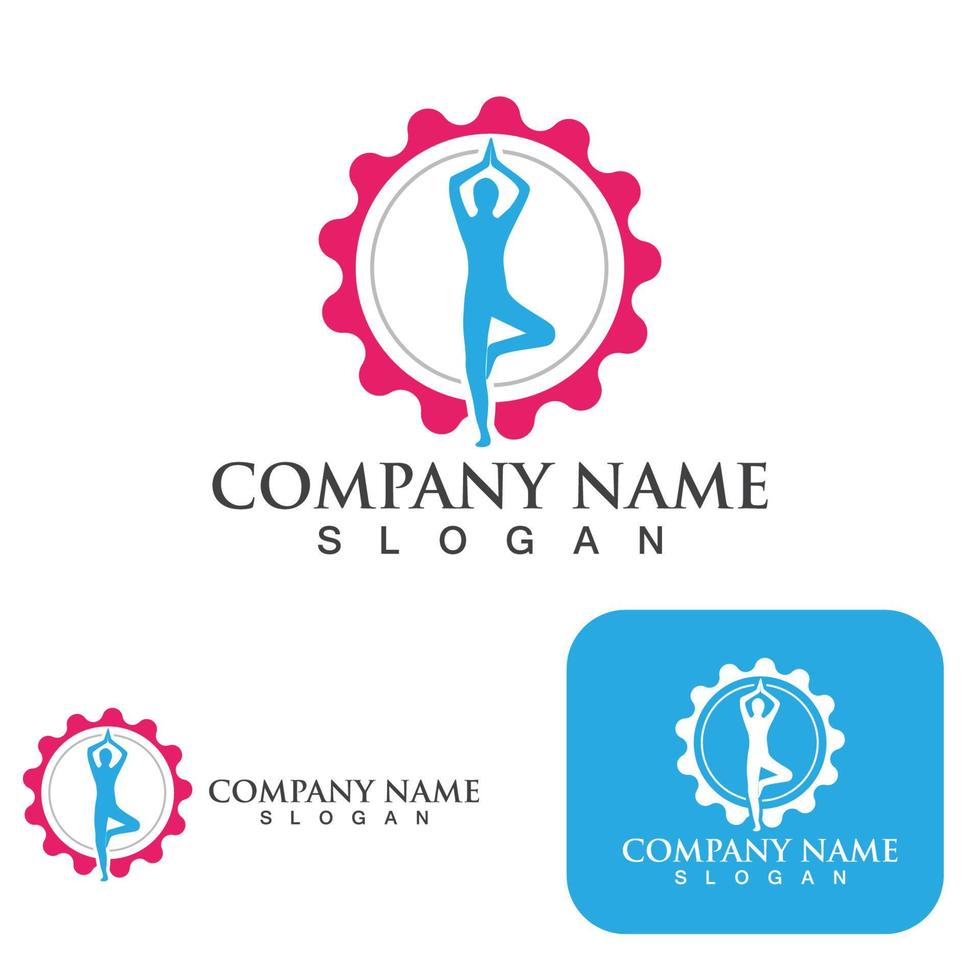 Yoga people health  logo and symbol vector