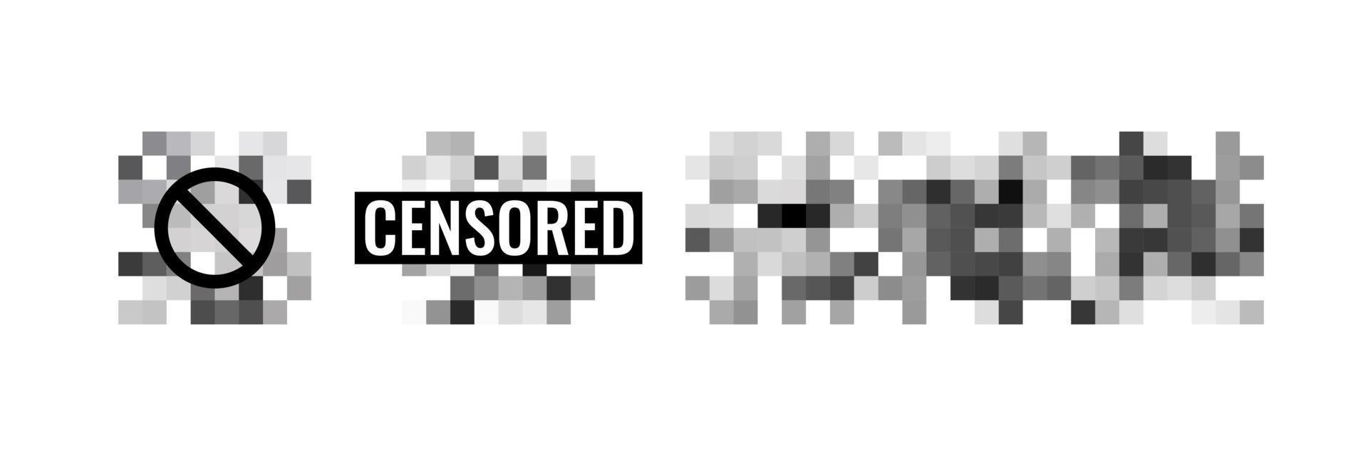 Censored pixel sign flat style design vector illustration set concept isolated on white background.